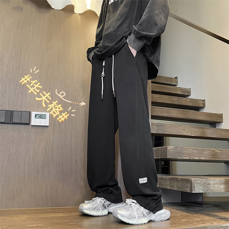 菠萝格休闲裤男秋季港风直筒裤宽松百搭垂感运动长裤K930特批32,男装休闲裤,星座718-1