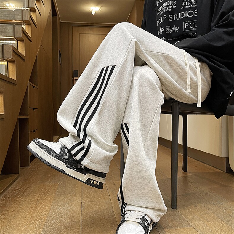 现货！秋冬男士高品质华棉宽松条纹运动裤休闲裤K82-p45-控78，女装休闲裤，星座617B