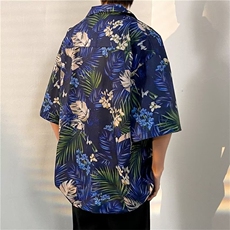 日系五分袖春夏季新款衬衫潮流慵懒男方领宽松型衬衫C1325P30，男装衬衫，星座1116-2