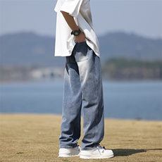 2025早春美式抽绳阔腿宽松牛仔裤男显瘦直筒裤1809-P40限价79，男装牛仔裤，电商A178