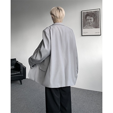 潮流休闲西装外套高级痞帅宽松韩版自带垫肩双层假两件西装P95，男装西服套装，电商B319