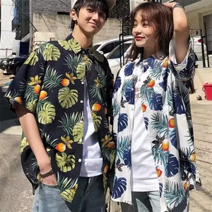 103-P23 复古新款花衬衫夏季宽松休闲短袖衬衣图片