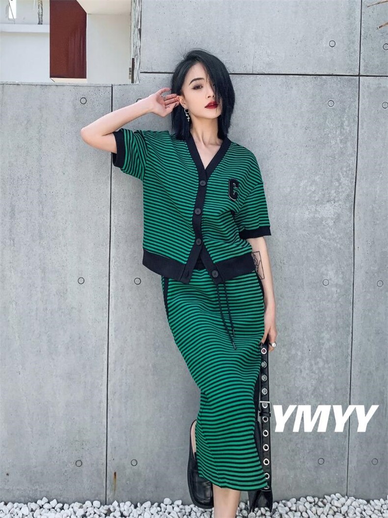 现货夏季新款条纹套裙，其它，依美依缘