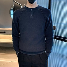 秋冬纯色休闲厚款毛衣男套头提花细条亨利领打底针织衫S581，男装针织衫/毛衣，星座1116A-2（原606A-1）