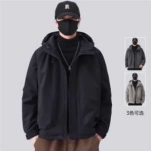 1506-1/ME999加棉1/P74男户外棉衣连帽休闲防水防污防油纯色外套图片