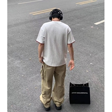抖音得物二开240克宽松纯棉美式高街痞帅贝壳绣花工艺短袖T恤，男装T恤，电商A486-1