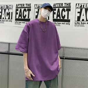 抖音得物直播高品质二开240克美式高街麂皮绒光版纯色短袖t恤12.5图片
