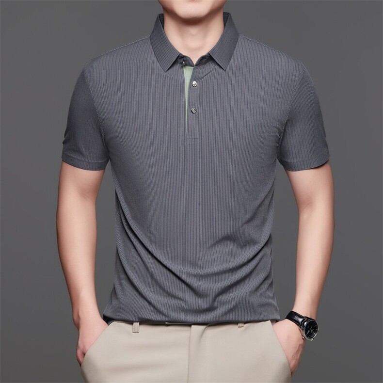 夏季新POLO衫男短袖T恤冰丝男士休闲商务爸爸装时尚百搭上衣图片
