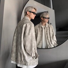 废土风扎染皮衣外套男高级感痞帅炸街机车夹克棒球服HH722P67，男装皮衣，星座1013-5