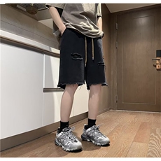 破洞牛仔短裤子男夏季新款港风复古潮牌百搭宽松五分裤TD12-p36，男装牛仔裤，星座1008-2