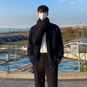 秋冬新款Cleanfit珠地拉链开衫毛衣潮男韩版潮流圆领针织衫外套图片