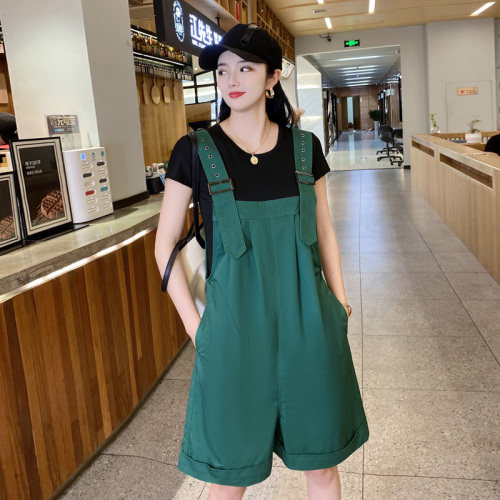 原创设计/背带裤短裤套装女21夏季薄款时尚减龄小个子洋气两件套，女装套装/套裙，布衣桑