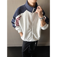 重磅全棉450克开衫立领撞色卫衣boxy短宽潮牌外套男装RH5362-P55，女装短外套，星座610B-1