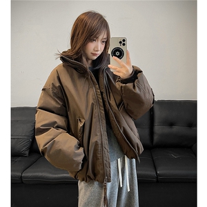 冬装 美式立领雪粒棉面包服短款情侣宽松棉服外套男H1169 特P100图片