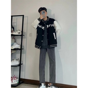 1506-1/K3391/P43高质量直筒宽松九分裤百搭时尚潮牌男款牛仔裤图片