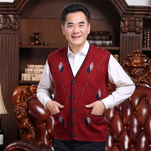 2024秋冬新款中老年男款菱形衫背心马甲图片