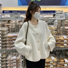 【现货主推】圆领气质温柔宽松小香风外套2C372-9005-P145控198，女装短外套，2C372