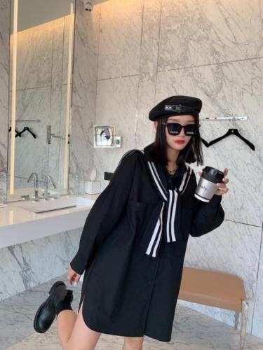 韩版条纹披肩衬衫，女装衬衫，红头发儿