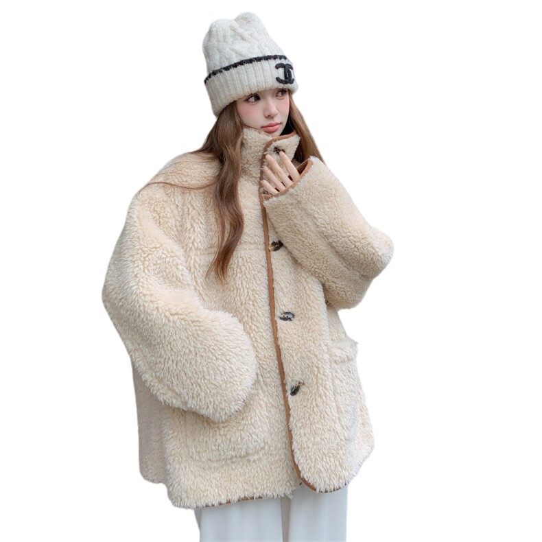 2025冬季新款加厚羊羔毛双面穿外套203-9536-P195-K278,女装羊羔毛/颗粒绒,浪娴服饰