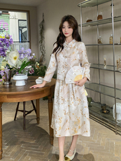 女长袖2026年春季纽扣成人四季中式女装女士精品套装学，女装套装/套裙，凡歌灵