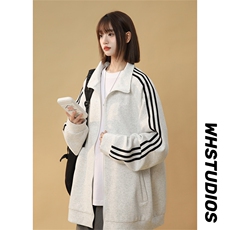 WY5019/P65春装新款高品质不起球织带设计开衫卫衣男潮宽松外套，女装卫衣/绒衫，电商A141