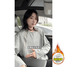 抖音得物高品质美式高街重磅曼巴棉螺纹拼接卫衣圆领长袖T恤YT164，男装T恤，电商A486