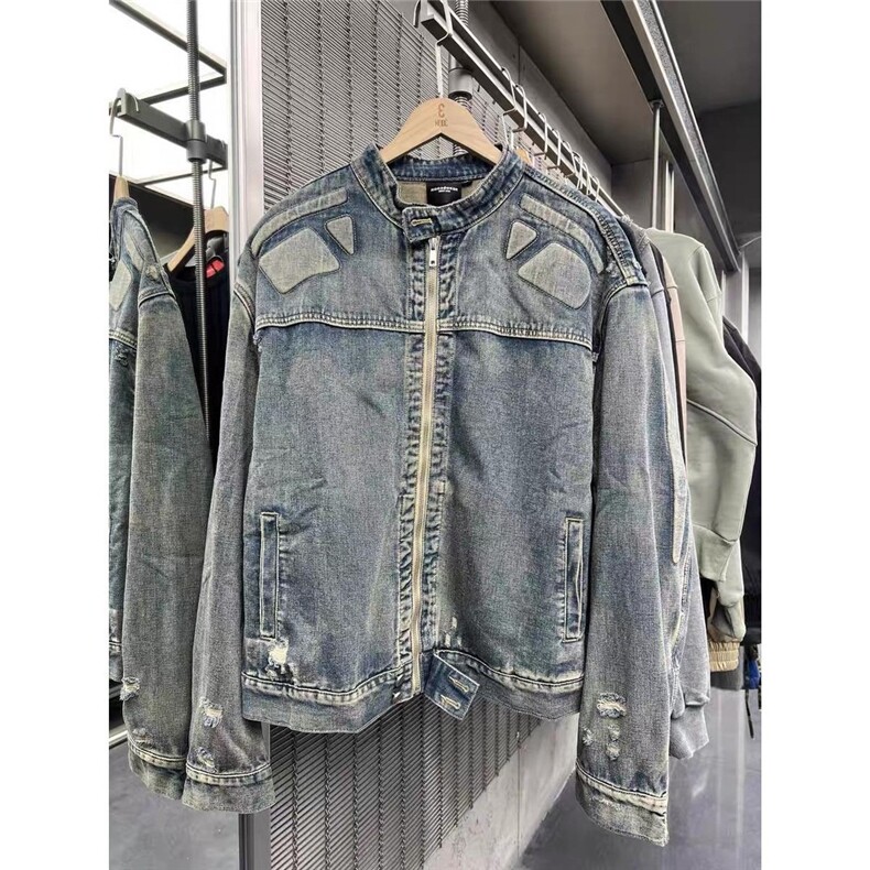 有货。美式牛仔外套男女机车夹克W6972-P77,男装工装外套,星座412-3