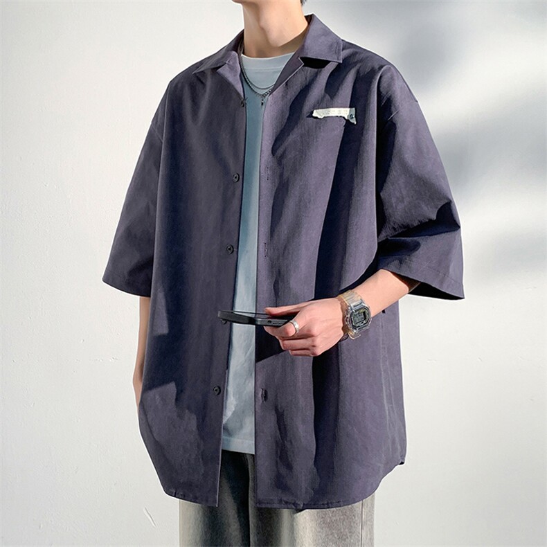 2024夏季新款港风光影墙大码扎染短袖衬衫M-5XHC24351-特P35，男装衬衫，电商A022