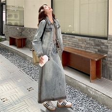 韩系复古牛仔外套半身裙套装女2025春秋季新款韩系减龄显瘦两件套，女装套装/套裙，2C292