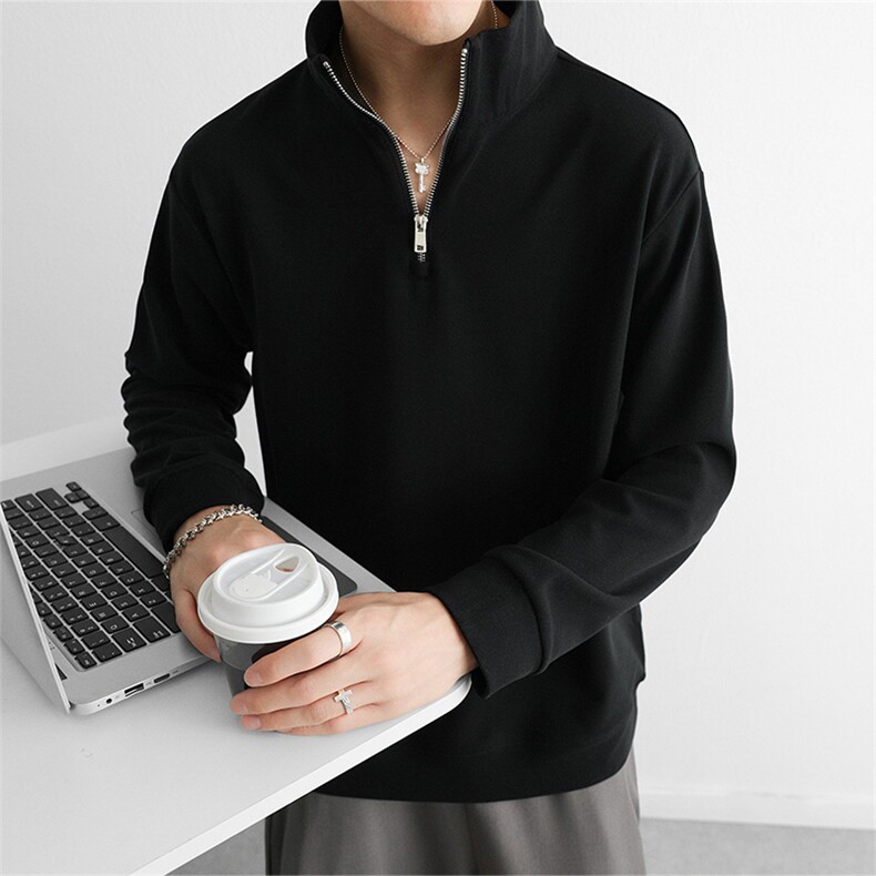 男款2025春秋季美式立领打底长袖男上衣服重磅高领外套,男装T恤,星座914