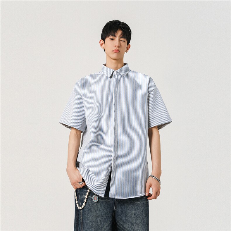夏季经典条纹短袖衬衫现货款CS075-P30,男装衬衫,电商A132（原电商B245）