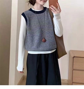 2025年秋季新款百搭女士撞色条纹马甲图片