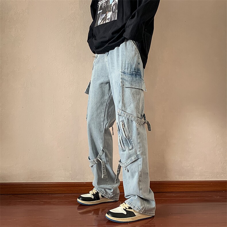 工装牛仔裤男款oversize高街vibe美式潮牌宽松裤子N0104-P50,男装牛仔裤,星座308B-1