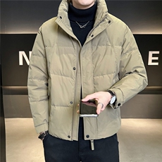6808-M-3XL-P195标50绒店主风冬简约立领纯色拼皮休闲羽绒服男，男装羽绒服，电商B255