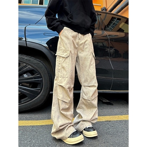 港风cleanfit大理石纹牛仔裤长裤微喇休闲裤A014-DY25121-P65控88图片