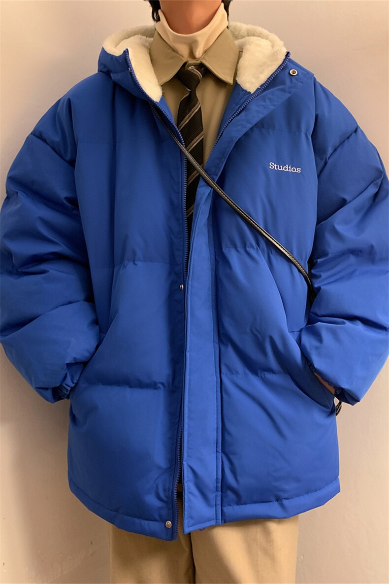 MY6139/P110冬季港风连帽刺绣羊羔毛棉衣男女大码面包服棉袄外套,男装棉衣,电商A141