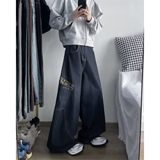 阔腿牛仔裤男士韩版潮流高街帅大口袋2024冬季ins长裤RK2373-P57，男装牛仔裤，星座412-2