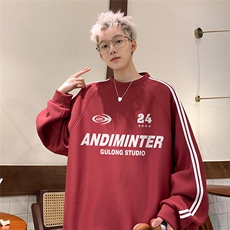 春季新款24时尚百搭套圆领织带拼色插肩袖卫衣B905P48控68，男装卫衣，电商A247