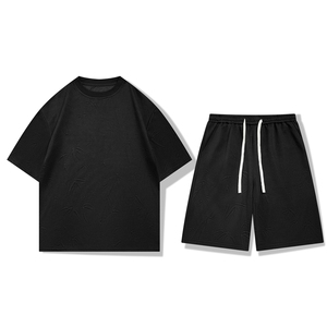 夏装短袖T恤短裤情侣套装宽松竹子提花休闲运动套装 TZ866-特P50图片