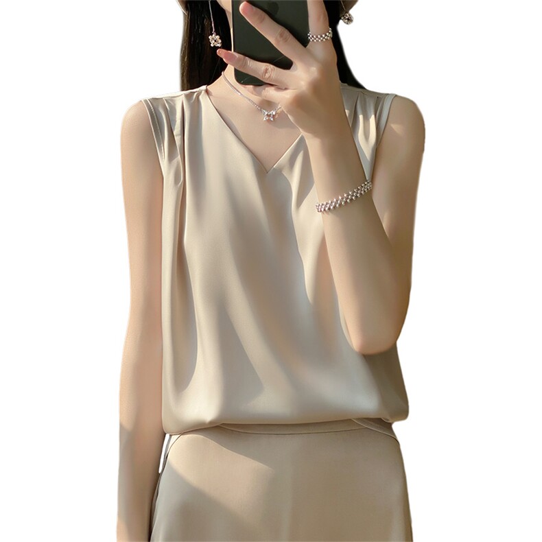 2024年夏季纯色百搭时尚气质套头显瘦背心吊带,女装背心吊带,绒宛羊绒