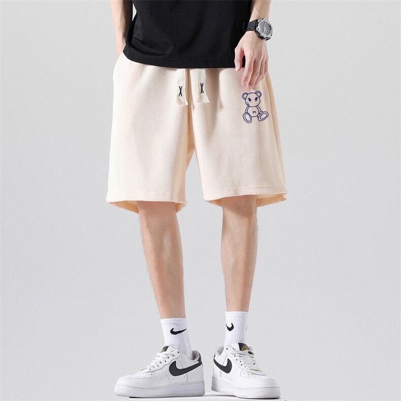 2026夏季新款潮流男士小熊印花华夫格短裤五分裤大码DK701-P15,男装牛仔裤,星座1816-2（原1210–2）