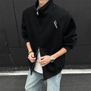 刺绣立领卫衣男女春季宽松百搭开衫外套双拉链夹克上衣WYW62 P48图片