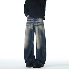 XZ1011-8523-P65控98竹节弯刀复古洗水牛仔裤，男装牛仔裤，星座B271