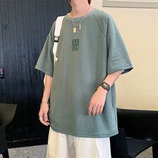 新款夏季短袖珠地面料宽松简约落肩男士T恤ZDY3409-P46，男装T恤，星座717
