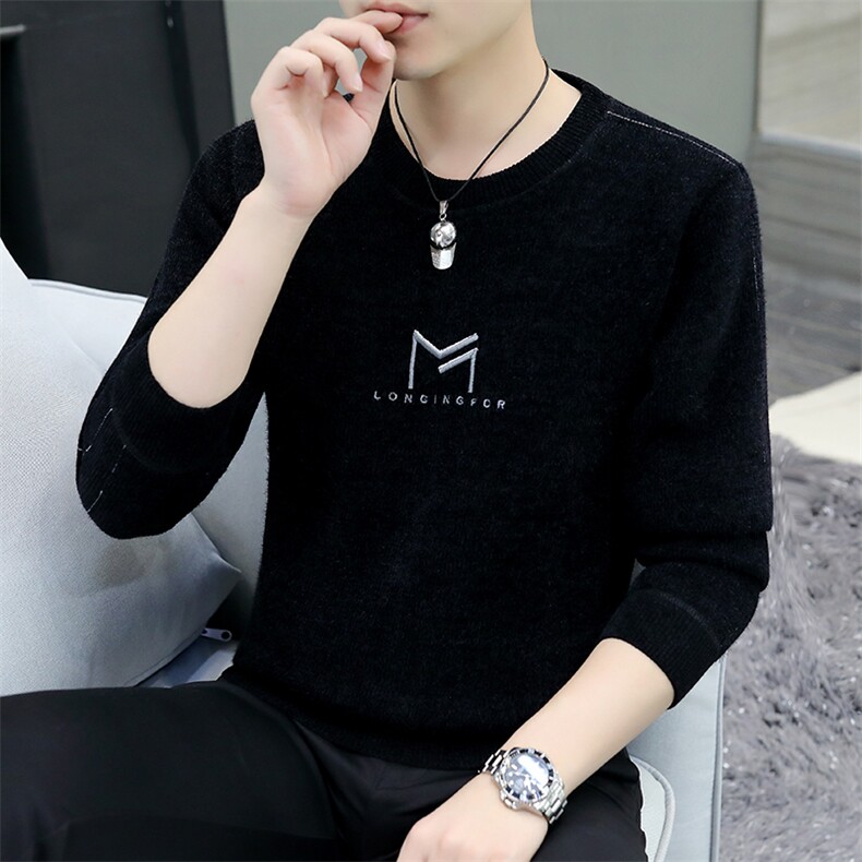 圆领毛衣男加绒加厚一体绒卫衣秋冬季百搭毛线针织衫8861-P55元,男装针织衫/毛衣,星座1706