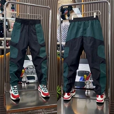 流行裤子男新款休闲裤拼色个性潮版直筒裤男宽松冲锋裤WK977P32，男装休闲裤，星座1013-5