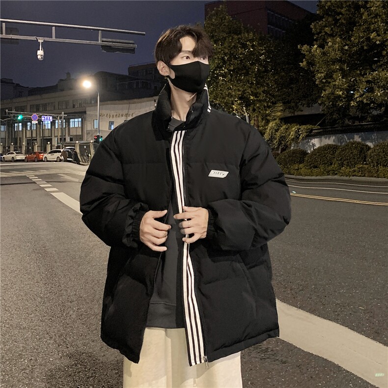 情侣装冬装港风织带棉服宽松棉衣休闲加厚外套男女G1106P118,男装棉衣,电商A339