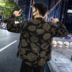 2025秋季新款翻领牛仔外套男潮流民族风牛仔衣夹克NJ6801-P108，男装工装外套，电商A368