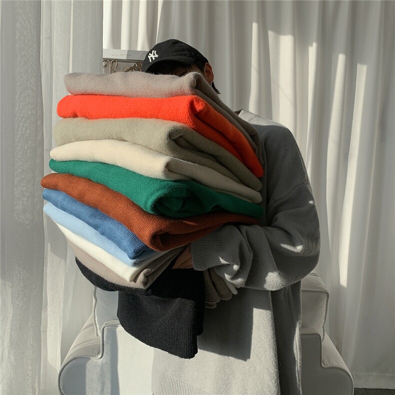 1港风宽松中性情侣潮流纯色大码M-5XL毛衣男外套7979P45加绒P55，男装针织衫/毛衣，星座226-2