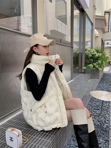 羽绒马甲女2022秋冬新款加厚保暖连帽马夹外穿坎肩图片